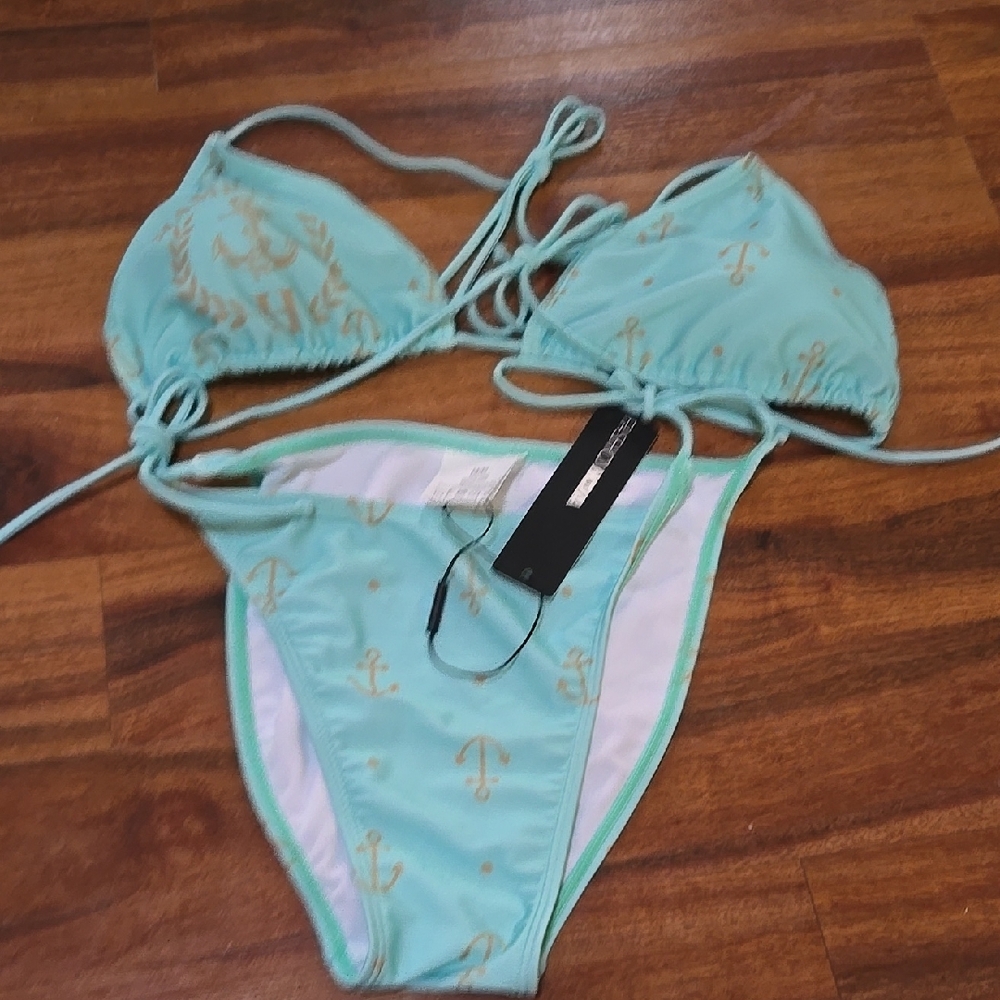 Mint Green Anchor Bikini Set